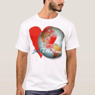 Sparen de planeet kleurrijk t-shirt