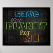sparen de planeet kleurrijke tekst poster wandkuns (Voorkant)