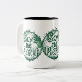 Sparen de planeet tweekleurige koffiemok (Voorkant links)