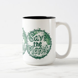 Sparen de planeet tweekleurige koffiemok