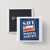 Sparen de Postale Dienst van Amerika Vierkante Button 5,1 Cm (Voorkant /achterkant)