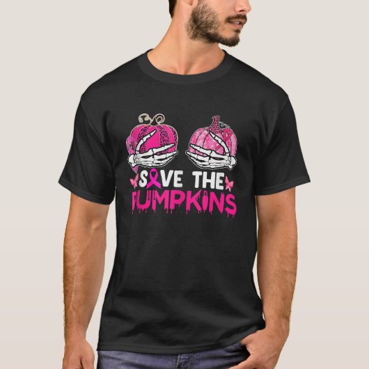 Sparen de Pumpkins Breast Cancer Awareness Halowee T-shirt (Voorkant)