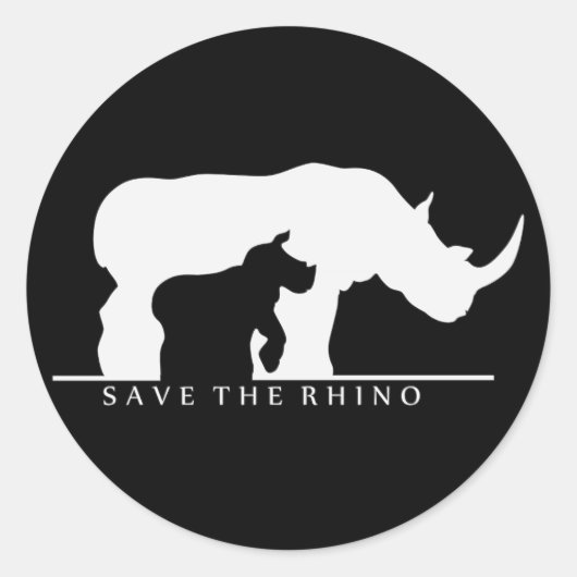 Sparen de Rhino Ronde Sticker (Voorkant)