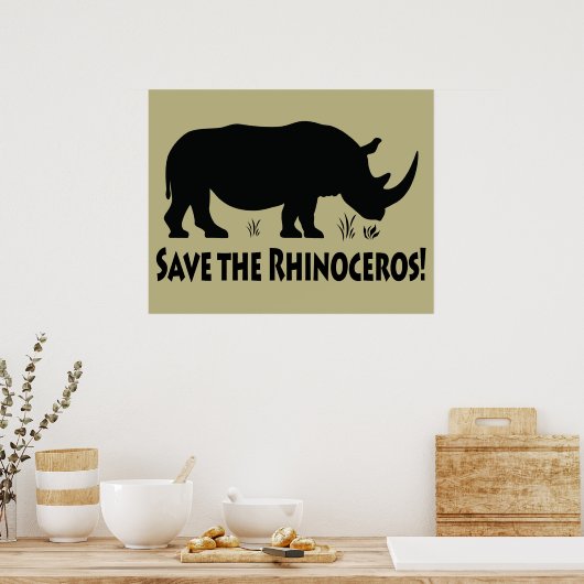 Sparen de Rhinoceros Poster (Keuken)