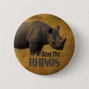 Sparen de Rhinos Ronde Button 5,7 Cm