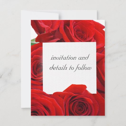 Sparen de rode de rozenuitnodiging van de Datum Save The Date (Achterkant)