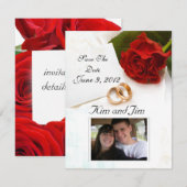 Sparen de rode de rozenuitnodiging van de Datum Save The Date (Voorkant / Achterkant)
