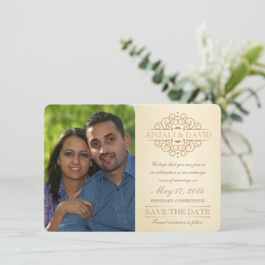 Sparen de  Rol van de Datum met Foto Save The Date (Staand voorkant)