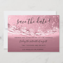 Sparen de Roos van de Datum roze Krystals en Golve Save The Date