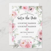 Sparen de Roze Bloemen van de Waterverf van de Dat Save The Date (Voorkant / Achterkant)