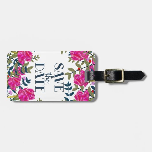 Sparen de Rozen van de Datum en de Petals. Bagagelabel (Voorkant horizontaal)