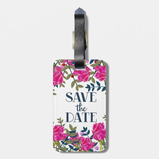 Sparen de Rozen van de Datum en de Petals. Bagagelabel (Achterkant verticaal)