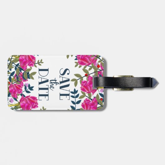 Sparen de Rozen van de Datum en de Petals. Bagagelabel (Achterkant horizontaal)