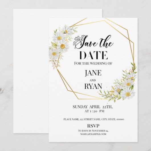 Sparen de Sjabloon van de Uitnodiging van de Datum (Voorkant / Achterkant)