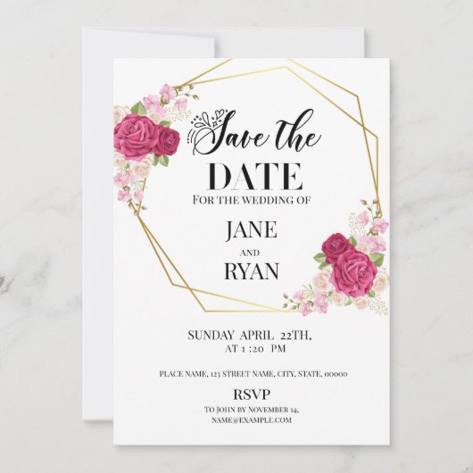 Sparen de Sjabloon van de Uitnodiging van de Datum (Voorkant)