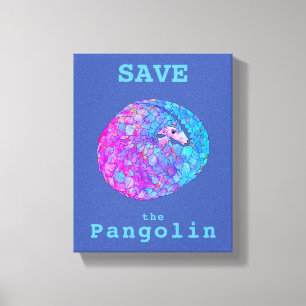 Sparen de slogan van de Pangolins blauw roze Canvas Afdruk
