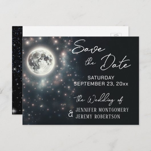 Sparen de Sterrennacht van de Datum Aankondigingskaart (Voorkant / Achterkant)