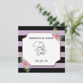 sparen de Streepjes van de Datum met Floral Save The Date (Staand voorkant)