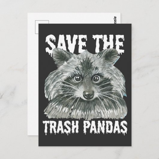 Sparen de Trash Pandas - het Vreemde Raccoon Bewus Briefkaart (Voorkant / Achterkant)