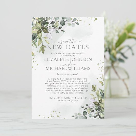 Sparen de TWEE Nieuwe Dates Uitstel van het Bouw Save The Date (Staand voorkant)