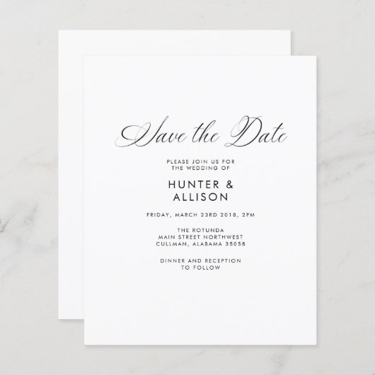 Sparen de Uitnodiging van de Datum (Voorkant / Achterkant)