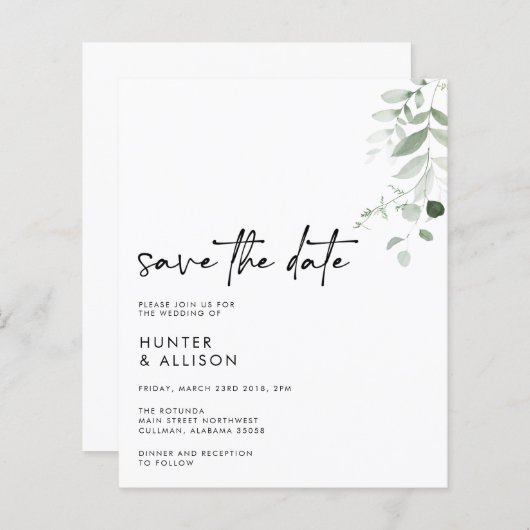 Sparen de Uitnodiging van de Datum (Voorkant / Achterkant)