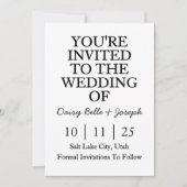 Sparen de Uitnodiging van de Datum (Voorkant)