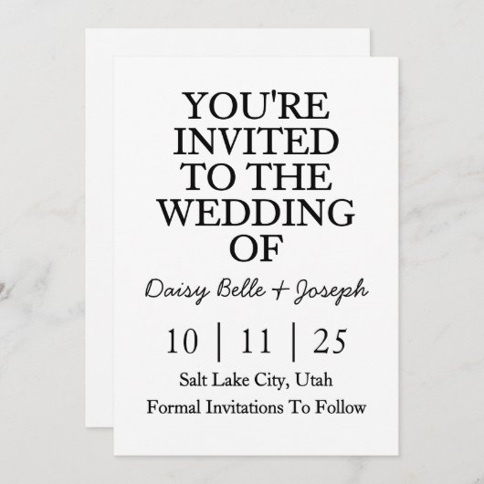 Sparen de Uitnodiging van de Datum (Voorkant / Achterkant)