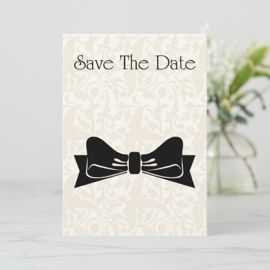 Sparen de Uitnodiging van de Datum met boogzwart w (Staand voorkant)