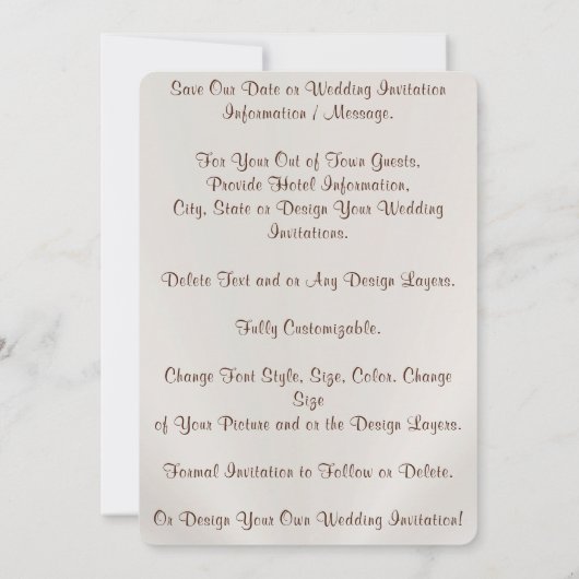 Sparen de Uitnodiging van de Datum met FOTO,  (Achterkant)