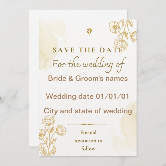 Sparen de uitnodiging van de datumbruiloft (Voorkant / Achterkant)