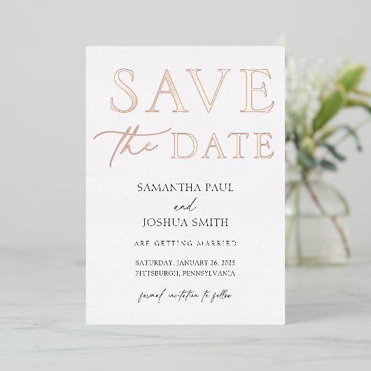 Sparen de Uitnodiging van de Folie van de Datum (Staand Voorkant)