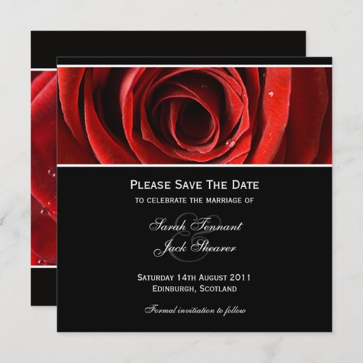 Sparen de Uitnodiging van de Rood van de Datum (Voorkant / Achterkant)