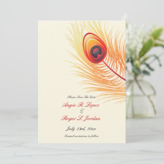 Sparen de Uitnodiging van het Huwelijk van de Pauw (Staand voorkant)