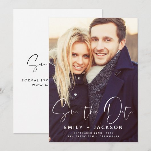 Sparen de Uitnodigingen van de Foto van de Datum (Voorkant / Achterkant)