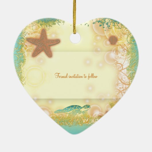 Sparen de uitnodigingen van het datumornament keramisch ornament (Achterkant)