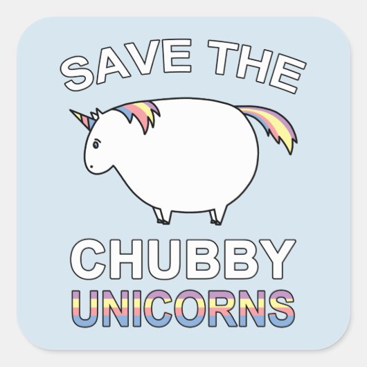Sparen de Unicorns van de Chubby Vierkante Sticker (Voorkant)
