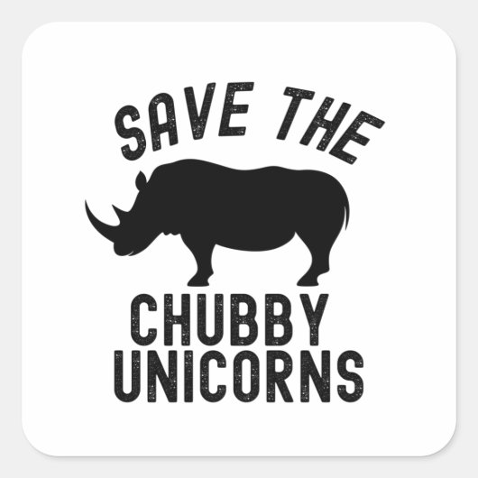 Sparen de Unicorns van de Chubby Vierkante Sticker (Voorkant)