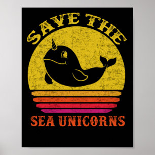 Sparen de Unicorns van het Zee Retro Narwhal Poster