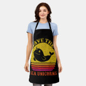 Sparen de Unicorns van het Zee Retro Narwhal Schort (Gedragen)