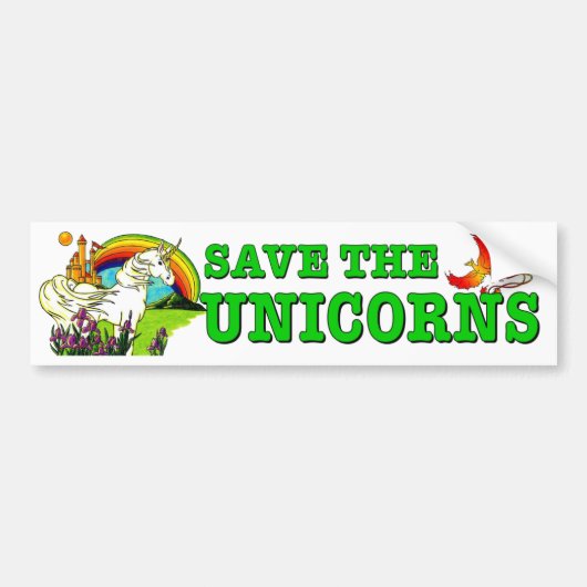 Sparen de Unicorns. Verdoemd mythisch paard grappi Bumpersticker (Voorkant)