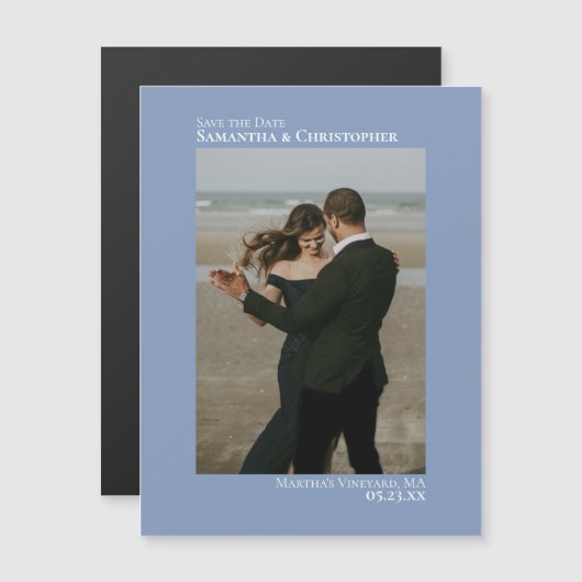 Sparen de Verticale Foto Dusty Blue Magnet van de  (Voorkant / Achterkant)