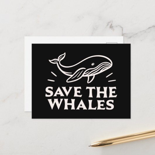 Sparen de walvissen briefkaart (Voorkant / Achterkant in situ)