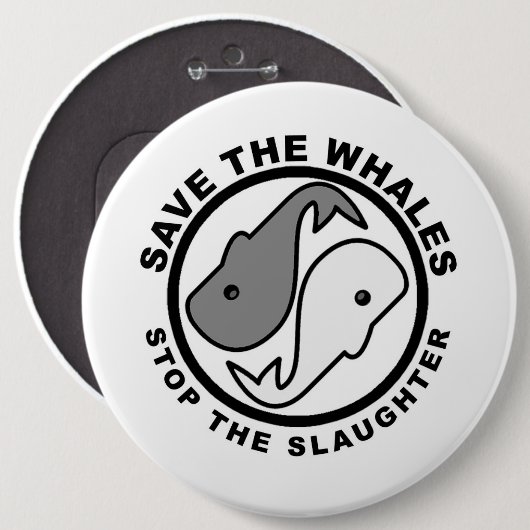 Sparen de Walvissen - Dierenrechten Ronde Button 6,0 Cm (Voorkant /achterkant)