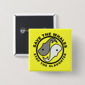 Sparen de Walvissen - Dierenrechten Vierkante Button 5,1 Cm (Voorkant /achterkant)