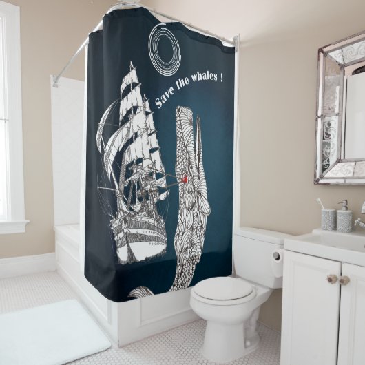 Sparen de walvissen douchegordijn (In situ)