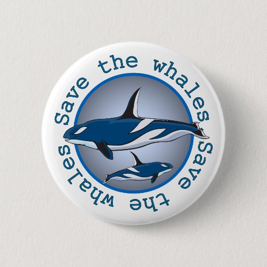 Sparen de Walvissen Ronde Button 5,7 Cm (Voorkant)