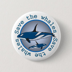 Sparen de Walvissen Ronde Button 5,7 Cm