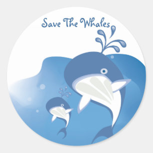Sparen de walvissen ronde sticker