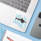 Sparen de Walvissen Sticker (Laptop met iPhone)